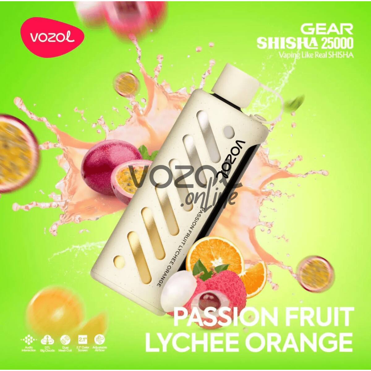 Vozol Gear Shisha 25000 Passion Fruit Lychee Orange
